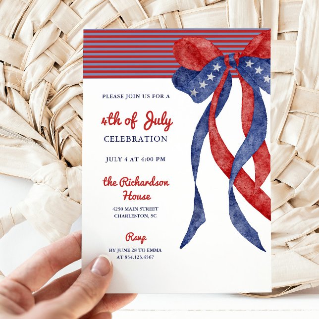 Invitation Patriotic Bow | 4th of July Party (Créateur téléchargé)