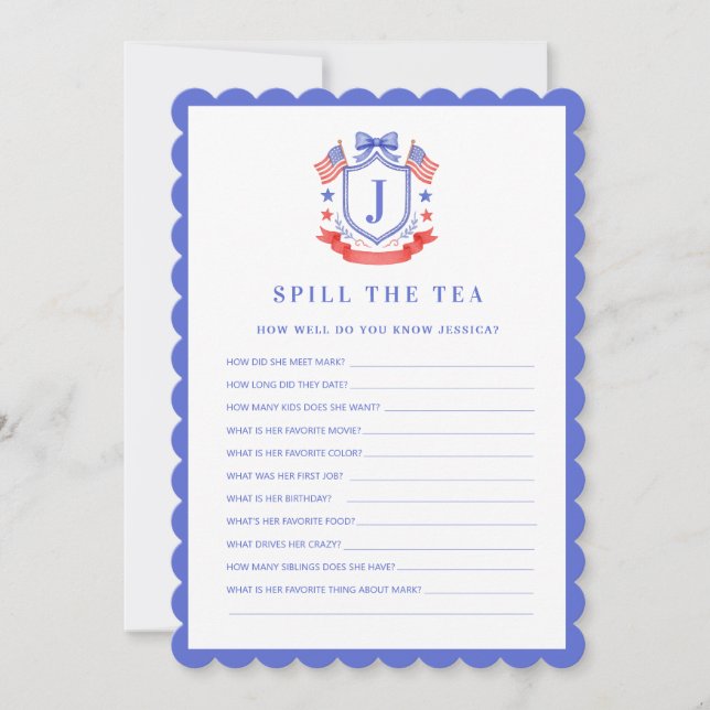 Invitation Patriotic Cre | Spill the Tea | Bridal Shower Game (Devant)