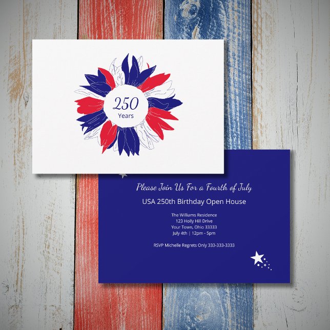 Invitation Patriotic Floral USA 250 Years Fourth of July BBQ (Créateur téléchargé)
