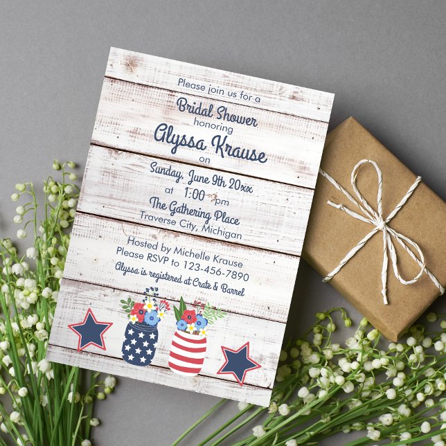 Invitation Patriotic Love II Rustic 4 juillet Fête des mariée (Créateur téléchargé)