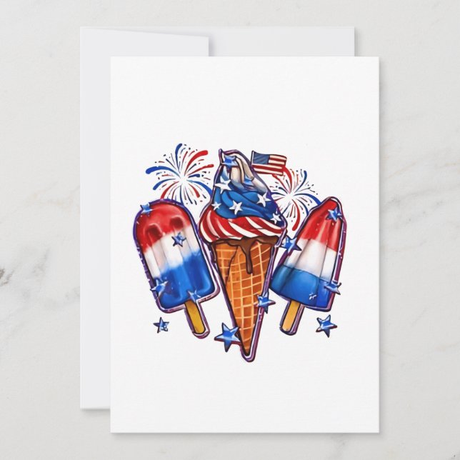 Invitation Patriotic Popsicles Crème de glace 4 juillet (Devant)