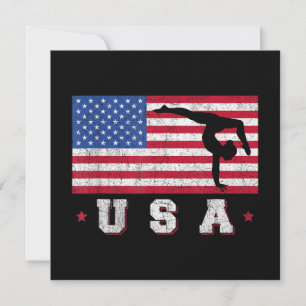 Invitation Patriotic Sports Gift American USA Flag Girls Gymn