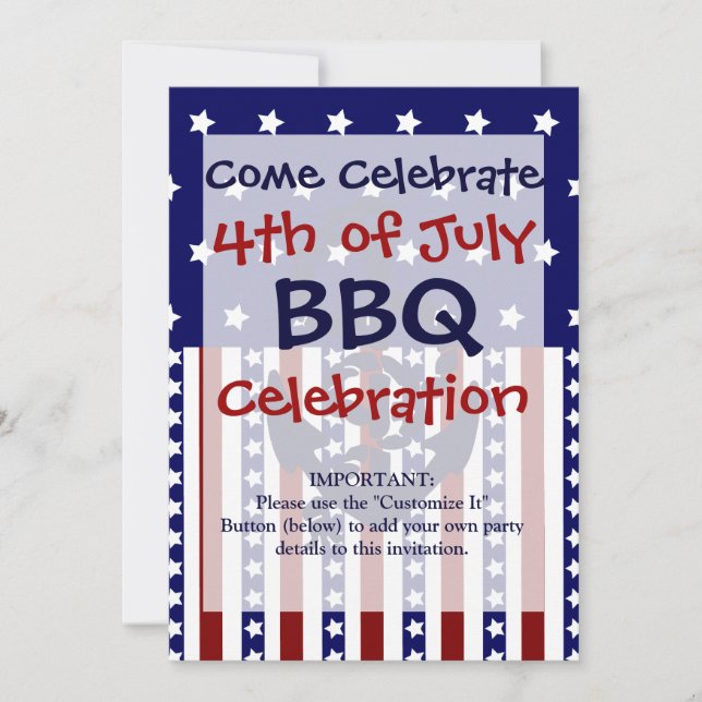Invitation Patriotic Stars Stripes Ancre Motif marin (Devant)