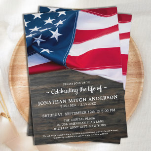 Invitation Patriotic Veteran Celebration Of Life Memorial