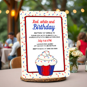 Invitation Patriotique 4 juillet Fun Vanilla Cupcake Annivers