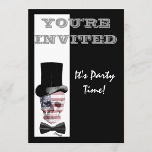 Invitation Patriotique américain gothique steampunk crâne