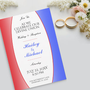 Invitation Patriotique américain rouge, blanc et bleu Mariage