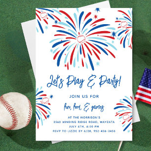 Invitation Patriotique Baseball & Feu d'artifice 4 juillet