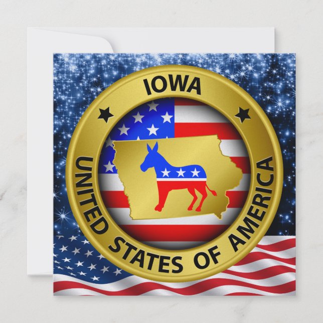 Invitation patriotique démocrate de l'Iowa - srf (Devant)