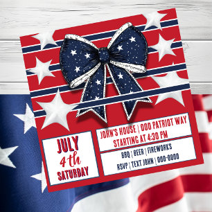 Invitation patriotique du 4 juillet rouge blanc bl