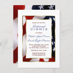 Invitation Patriotique, Élégant Drapeau États-Unis Dîner de r