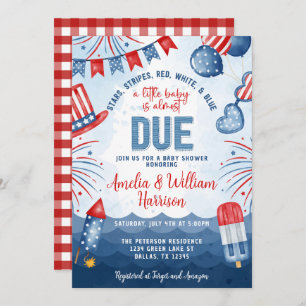 Invitation Patriotique Firework 4 juillet Baby shower