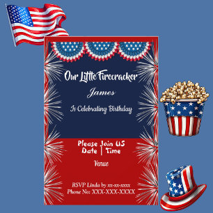 Invitation Patriotique Indépendance Firecracker Anniversaire