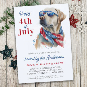 Invitation Patriotique Labrador Dog USA Drapeau 4 juillet Par