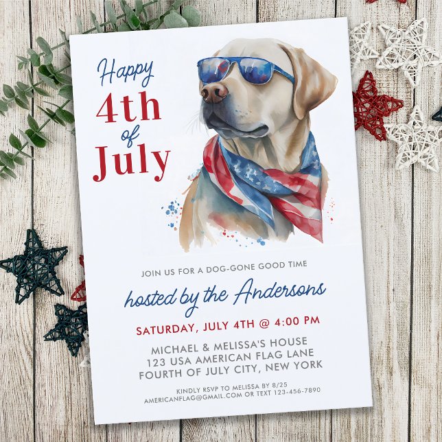 Invitation Patriotique Labrador Dog USA Drapeau 4 juillet Par (Créateur téléchargé)