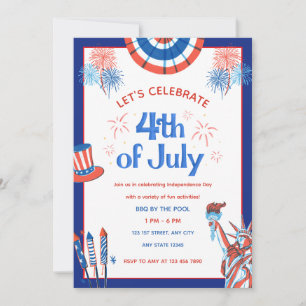 Invitation patriotique mignonne pour le 4 juillet