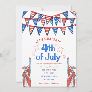 Invitation patriotique mignonne pour le 4 juillet