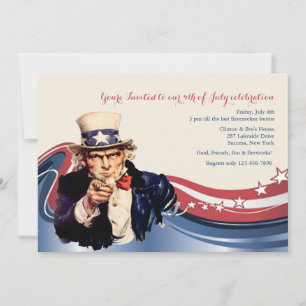 Invitation patriotique Oncle Sam