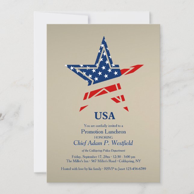 Invitation Patriotique Or USA (Devant)