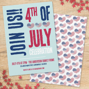 Invitation Patriotique rouge blanc 4 juillet Parti