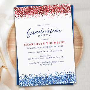 Invitation Patriotique Rouge Blanc Bleu Parties scintillant m