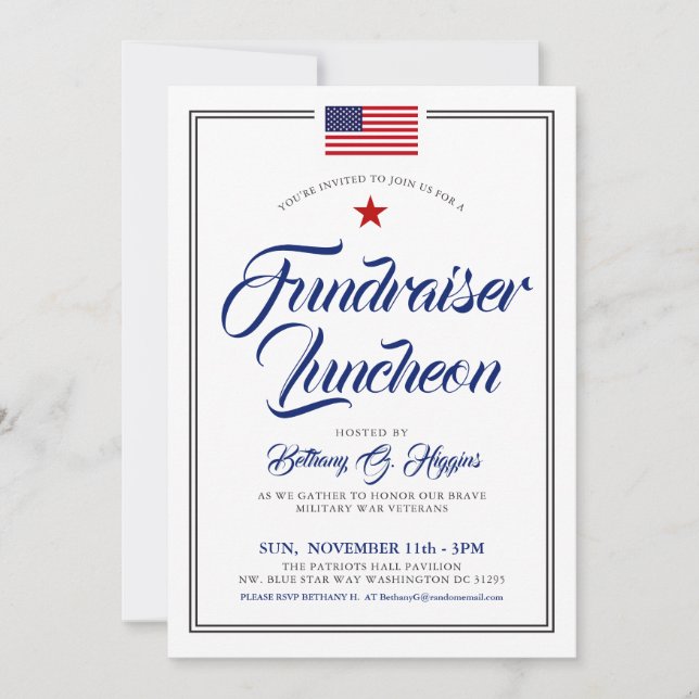 Invitation Patriotique Thème Événement American Flag Invitati (Devant)