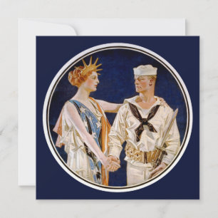 Invitation Patriotisme vintage, Lady Liberty avec Marine Seam