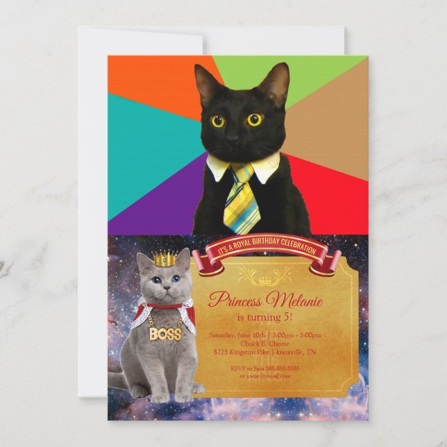 Invitation Patron de chat en cravate (Devant)