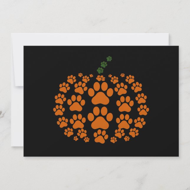 Invitation Patte Citrouille Empreinte de Patte de Chien Actio (Devant)