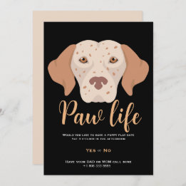 Invitation Patte de chien chiot mignon fête de vie