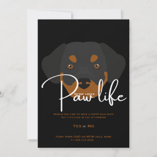 Invitation Patte de chien chiot mignonne vie fête
