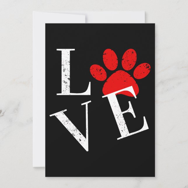 INVITATION PATTE DE CHIEN D'AMOUR TENDANCE   (Devant)