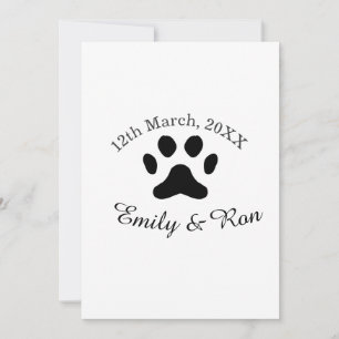 Invitation Patte de chien noire mariage couple nom date roman