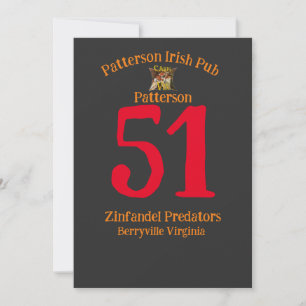 Invitation Patterson Irish Pub Zinfandel Predators Berryville