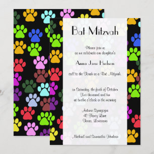 Invitation Pattes colorées, motif de patte, pattes de chien, 