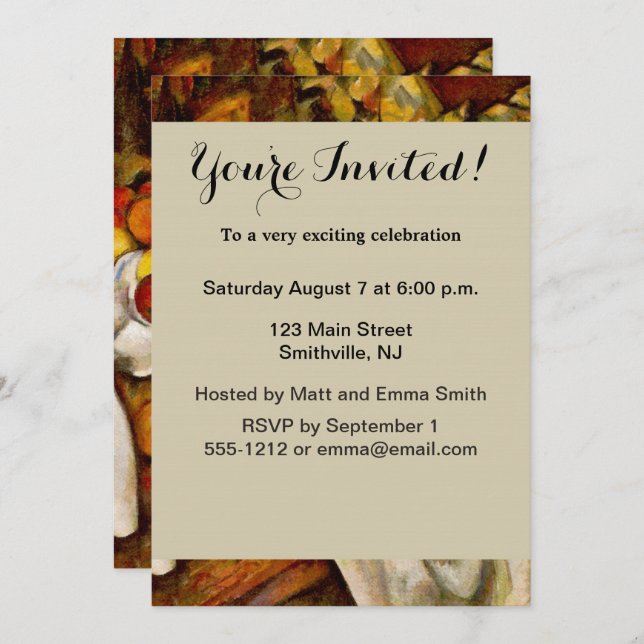 Invitation Paul Cezanne Pomples Oranges Impressionnisme (Devant / Derrière)