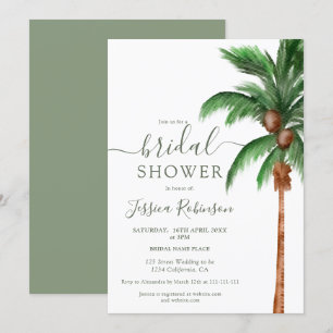 Invitation Paume tropicale aquarelle vert nuptiale