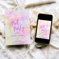 Paume tropicale piscine d'aquarelle Sweet 16