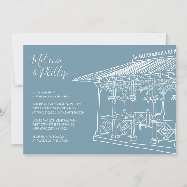 Invitation Pavillon des Dames Central Park New York Mariage (Devant)