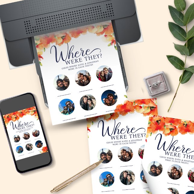 Invitation Pavot Téléchargeable Où Étaient-Ils Jeu De Douche (Downloadable Poppy Where Were They Shower Game Invitation)