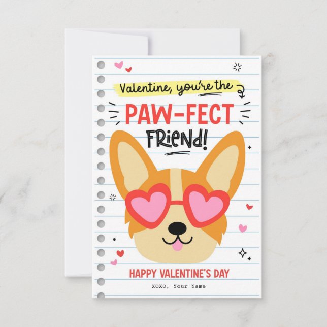 Invitation Paw-fect Chien Pun Enfants Classe Valentine Card (Devant)