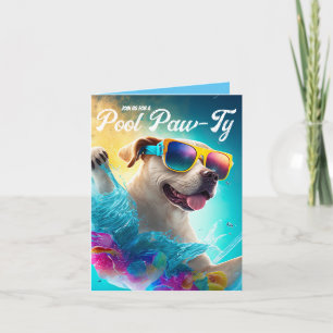 Invitation Paw-Ty, Pool Puppy Anniversaire