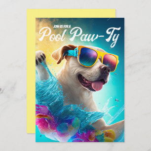 Invitation Paw-Ty, Pool Puppy Anniversaire