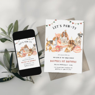 Invitation Paw-ty   Puppy Pet fête d'anniversaire
