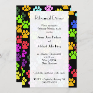 Invitation Paws Colorés, Motif Paw, Dîner De Répétition