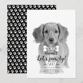 Invitation Pawty ! Chien animal de compagnie noir photo d'ann