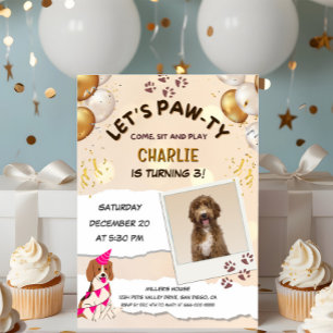 Invitation Pawty Chien Chien Chien Coquelicot Photo Anniversa