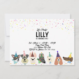 Invitation Pawty, Chiens de Fête, Anniversaire de Confetti