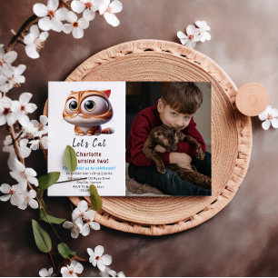 Invitation Pawty ! Cute Cat 2e fête d'anniversaire Photo