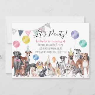 Invitation Pawty Dog Anniversaire